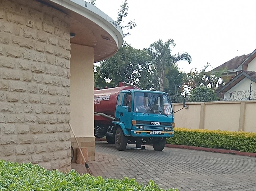 Vacuum truck on site in residential area